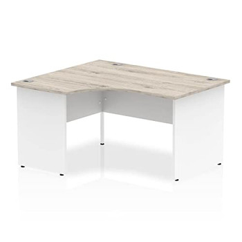 Dynamic Impulse 1400Mm Left Crescent Desk Grey Oak Top White Panel End Leg I0038 I003879