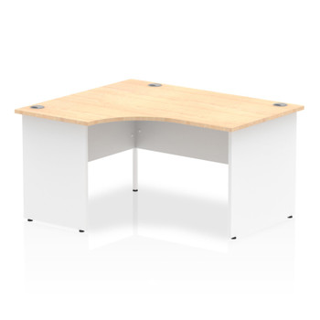 Dynamic Impulse 1400Mm Left Crescent Desk Maple Top White Panel End Leg I003880 I003880