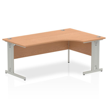 Dynamic Impulse 1800Mm Right Crescent Desk Oak Top Silver Cable Managed Leg I000 I000866