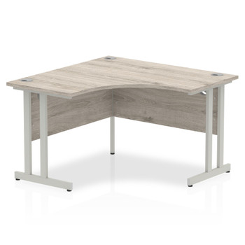 Dynamic Impulse 1200Mm Corner Desk Grey Oak Top Silver Cantilever Leg I003530 I003530