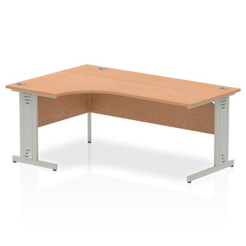 Dynamic Impulse 1800Mm Left Crescent Desk Oak Top Silver Cable Managed Leg I0008 I000865