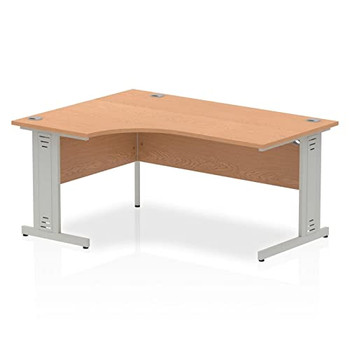 Dynamic Impulse 1600Mm Left Crescent Desk Oak Top Silver Cable Managed Leg I0008 I000863