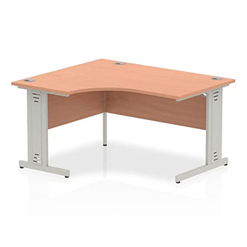 Dynamic Impulse 1800Mm Left Crescent Desk Maple Top Silver Cable Managed Leg I00 I000531