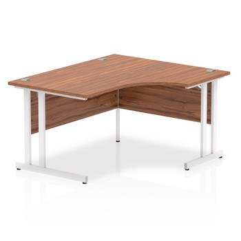 Dynamic Impulse 1400Mm Right Crescent Desk Walnut Top White Cantilever Leg I0038 I003841