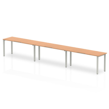 Dynamic Evolve Plus 1600Mm Single Row 3 Person Desk Oak Top Silver Frame BE410 BE410