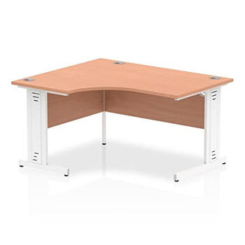 Dynamic Impulse 1400Mm Left Hand Crescent Desk Beech Top White Cable Managed Leg I003854