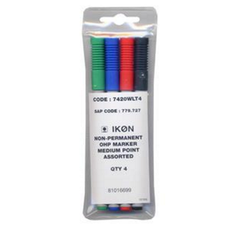Valuex Ohp Pen Non-Permanent Medium 0.7Mm Line Assorted Colours Pack 4 7420WLT4