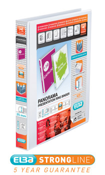 Elba Panorama Presentation Ring Binder Polypropylene 4 D-Ring A4 Plus 25Mm Rings 400001391