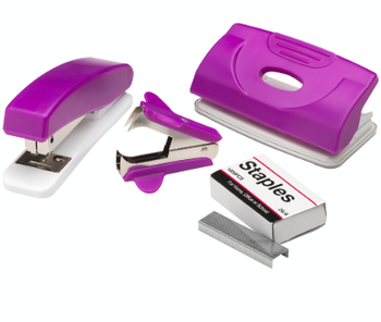 Valuex Stapler Staple Remover And Hole Punch Set Purple SPSET17