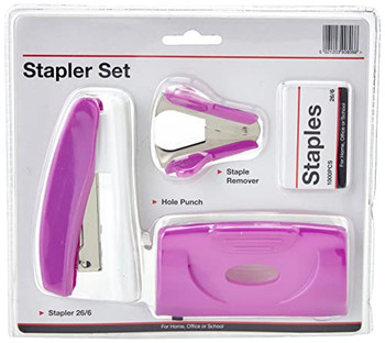 Valuex Stapler Staple Remover And Hole Punch Set Purple SPSET17