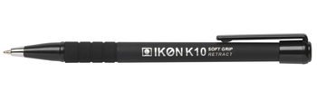 Valuex Retractable Ballpoint Pen Soft Grip 1.0Mm Tip 0.7Mm Line Black Pack 12 K10-01