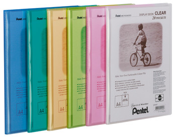 Pentel Recycology A4 Display Book Clear 30 Pocket Green Pack 10 DCF243D