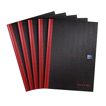 Black N Red A4 Casebound Hard Cover Notebook Ruled 192 Pages Black/Red Pack 5 100080446