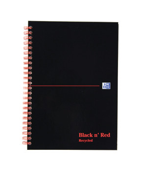 Black N Red A5 Wirebound Hard Cover Notebook Recycled Ruled 140 Pages Black/Red 100080113