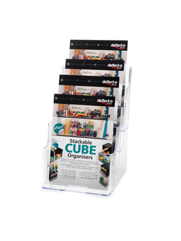 Deflecto Literature Holder 4 Tier A5 Portrait Clear 77901 77901