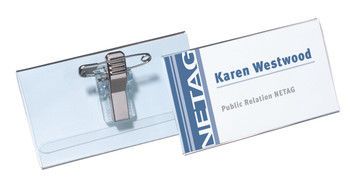 Durable Name Badge With Combi-Clip 40X75mm Pack 50 814119 814119