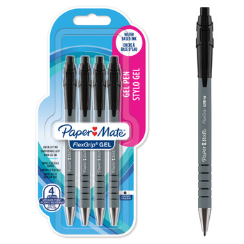 Paper Mate Flexgrip Gel Rollerball Pen 0.7Mm Line Black Pack 4 2108209