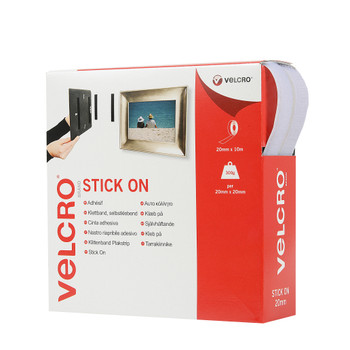 Velcro Sticky Hook And Loop Strip 20Mmx10m White RY07178