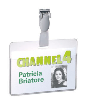 Durable Name Badge With Clip 60X90mm Clear Pack 25 814719 814719