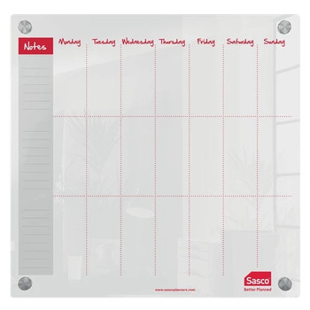 Sasco Semi Opaque Acrylic Mini Whiteboard Weekly Planner Mounted 450x450mm 24101 2410182