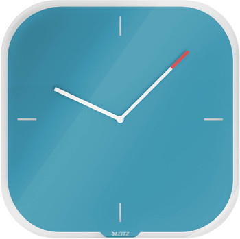 Leitz Cosy Silent Glass Wall Clock Calm Blue 90170061 90170061