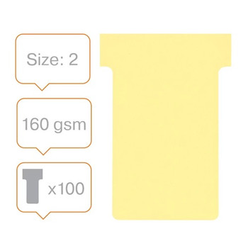 Nobo T-Cards Size 2 Pack of 100 Yellow 2002004 2002004