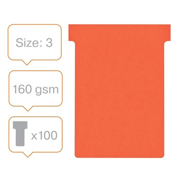 Nobo T-Cards Size 3 Pack of 100 Red 2003003 2003003