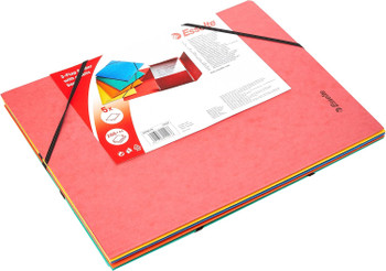 Esselte Rainbow 3-Flap Folder with Elastic Band Assorted Colours Pack of 5 15523 15523
