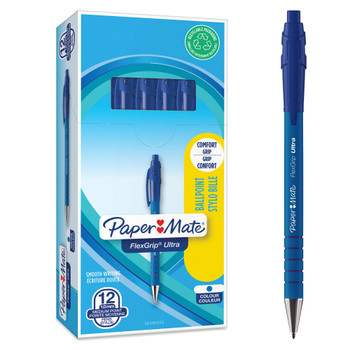 Paper Mate Flexgrip Ultra Retractable Ballpoint Pen 1.0Mm Tip 0.5Mm Line Blue Pa S0190433