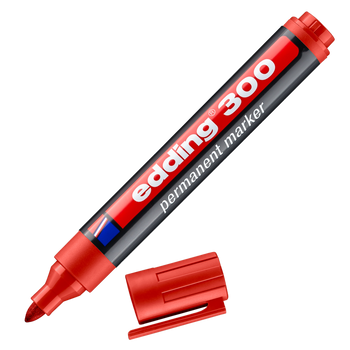 edding 300 Permanent Marker A8 Bullet Red Box of 10 EDD300002