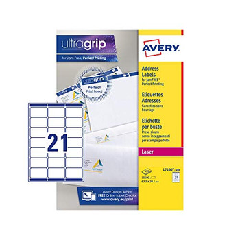 Avery L7160-500 Address Labels 500 sheets - 21 Labels per Sheet AVERYL7160-500