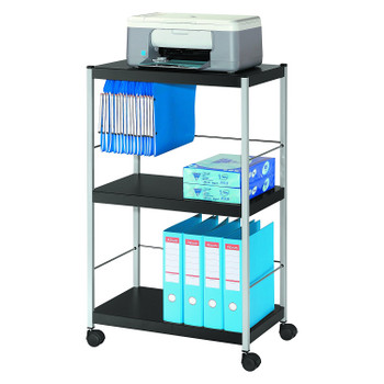 Fast Paper Mobile Trolley Large 3 Shelves Black/Silver FDP3L01