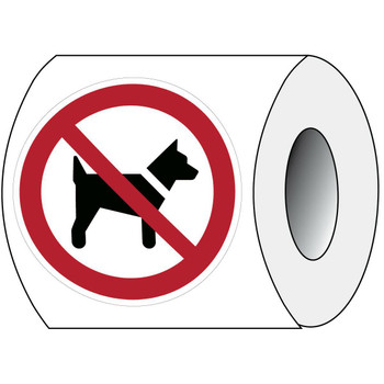 Brady PIC P021-DIA 100-PE-ROLL/1 ISO Safety Sign - No dogs PIC P021-DIA 100-PE-ROLL/1