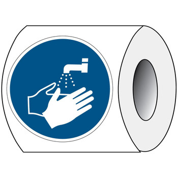 Brady PIC M011-DIA 025-PE-ROLL/1 ISO Safety Sign - Wash your PIC M011-DIA 025-PE-ROLL/1