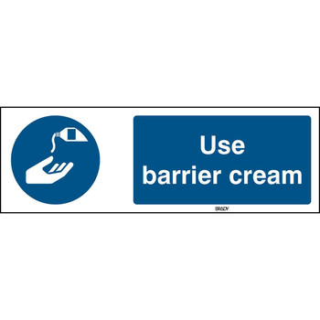 Brady M/M022/EN237/TM-450X150-1 ISO Safety Sign - Use barrier M/M022/EN237/TM-450X150-1