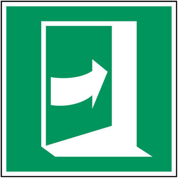 Brady PIC E023-200X200-PE-CRD/1 ISO Safety Sign - Door opens PIC E023-200X200-PE-CRD/1
