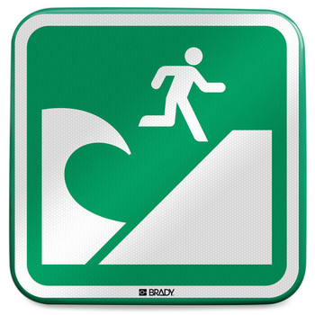 Brady E/E062//RFLBD-400X400-1 ISO Safety Sign - Tsunami E/E062//RFLBD-400X400-1