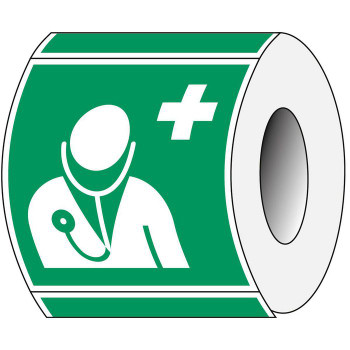 Brady PIC E009-100X100-PE-ROLL/1 ISO Safety Sign - Doctor PIC E009-100X100-PE-ROLL/1