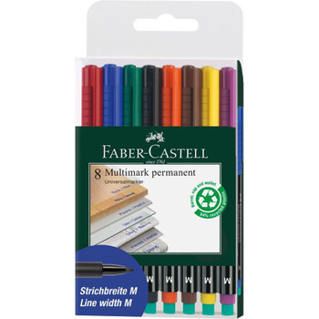 Faber-Castell Marker Multimark Permanent Medium Line Width Assorted Colours Pack 152509