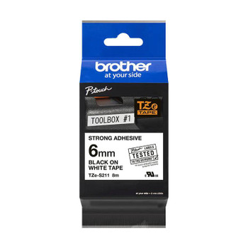 Brother Ptouch Black On White Extra Strong Tape 6Mm X 8M - TZES211 TZES211