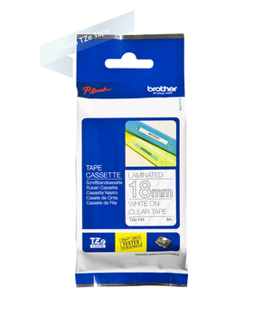 Brother White On Clear Label Tape 18Mm X 8M - TZE145 TZE145