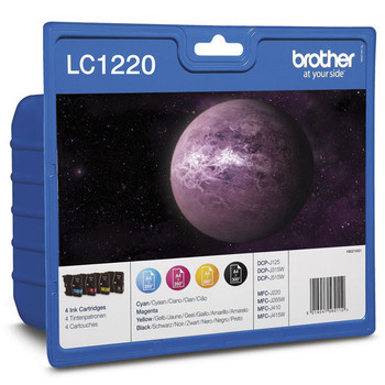 Brother Black Cyan Magenta Yellow Ink Cartridge Multipack 8Ml + 3 X 5.5Ml Pack 4 LC1220VALBP