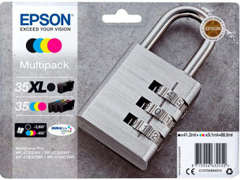 Epson 35/35Xl Padlock Black Cyan Magenta Yellow High Capacity Ink Cartridge Mult C13T35994010
