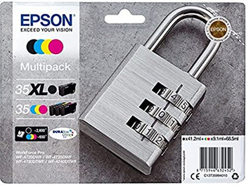 Epson 35/35Xl Padlock Black Cyan Magenta Yellow High Capacity Ink Cartridge Mult C13T35994010