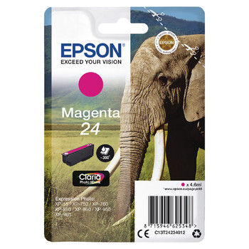 Epson 24 Elephant Magenta Standard Capacity Ink Cartridge 5Ml - C13T24234012 C13T24234012