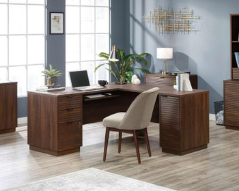 Elstree Home Office L-Shaped Desk Spiced Mahogany - 5426914 - 5426914