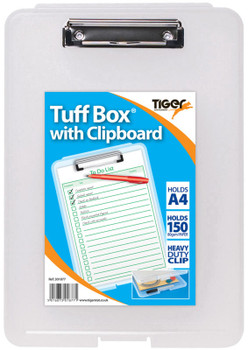 Tiger Tuff Box With Clipboard Polypropylene A4 Clear 301877