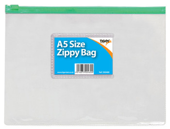 Tiger Zippy Bag Polypropylene A5 180 Micron Clear With Assorted Colour Zips Pack 300480x12