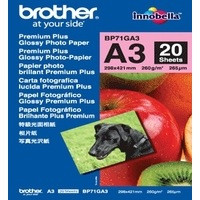 Brother A3 Premium Plus Glossy Photo Paper 20 Sheets - BP71GA3 BP71GA3