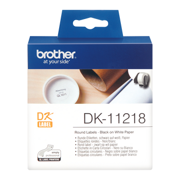 Brother Black On White Round 24Mm Labels 1000 Labels - DK11218 DK11218